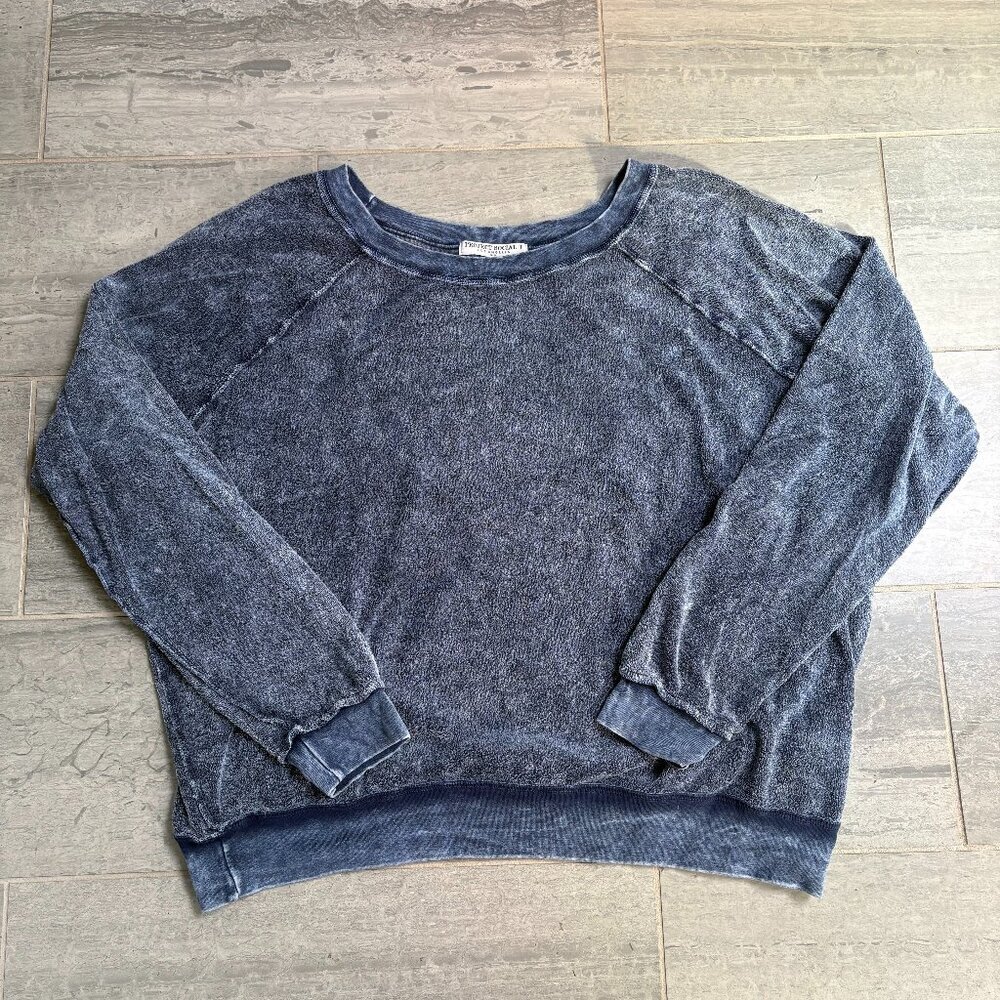 Project Social T Terry Exposed Seams Crewneck Oversized Sweatshirt Blue Large